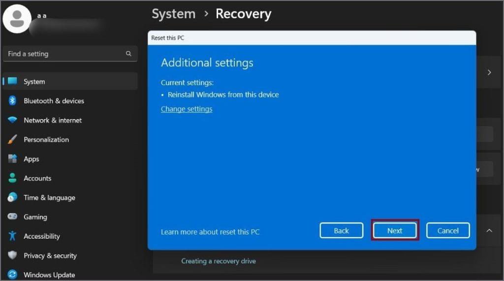Windows 11 PC をリセットするとどうなるか