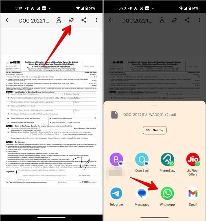 Android および iPhone の WhatsApp で書類に署名する方法