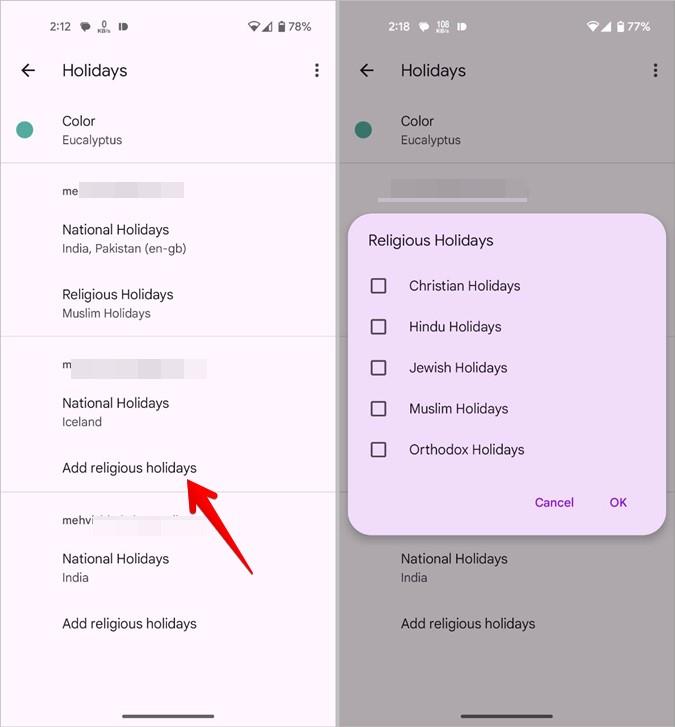 Google および Samsung カレンダーに祝日を追加/削除する方法