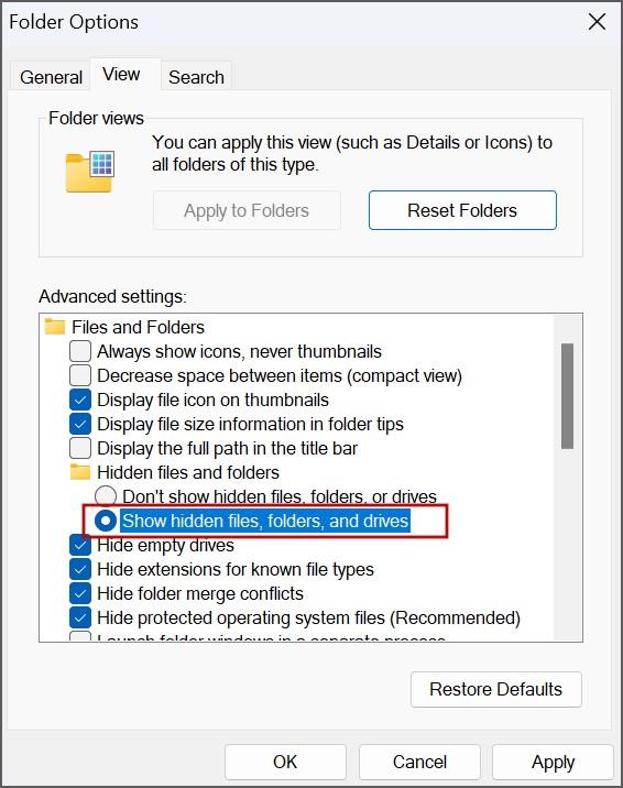 Windowsでファイルエクスプローラーにファイルが表示されない問題の13の修正