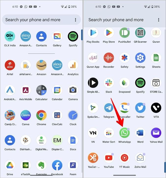 WhatsAppアプリのアイコンをホーム画面に置く方法