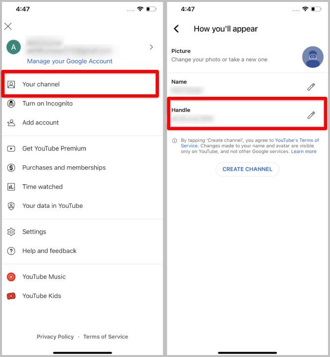 YouTube ハンドル/ユーザー名を設定または変更する方法