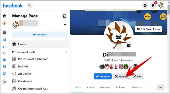 Facebook でページの役割を見つける場所