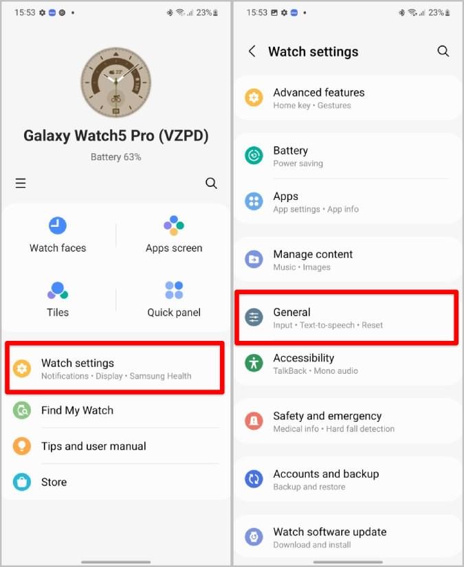 Samsung Galaxy Watch で手首と向きを変更する方法