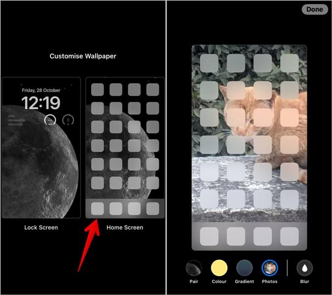 iOS 16のロック画面とホーム画面に異なる壁紙を設定する方法