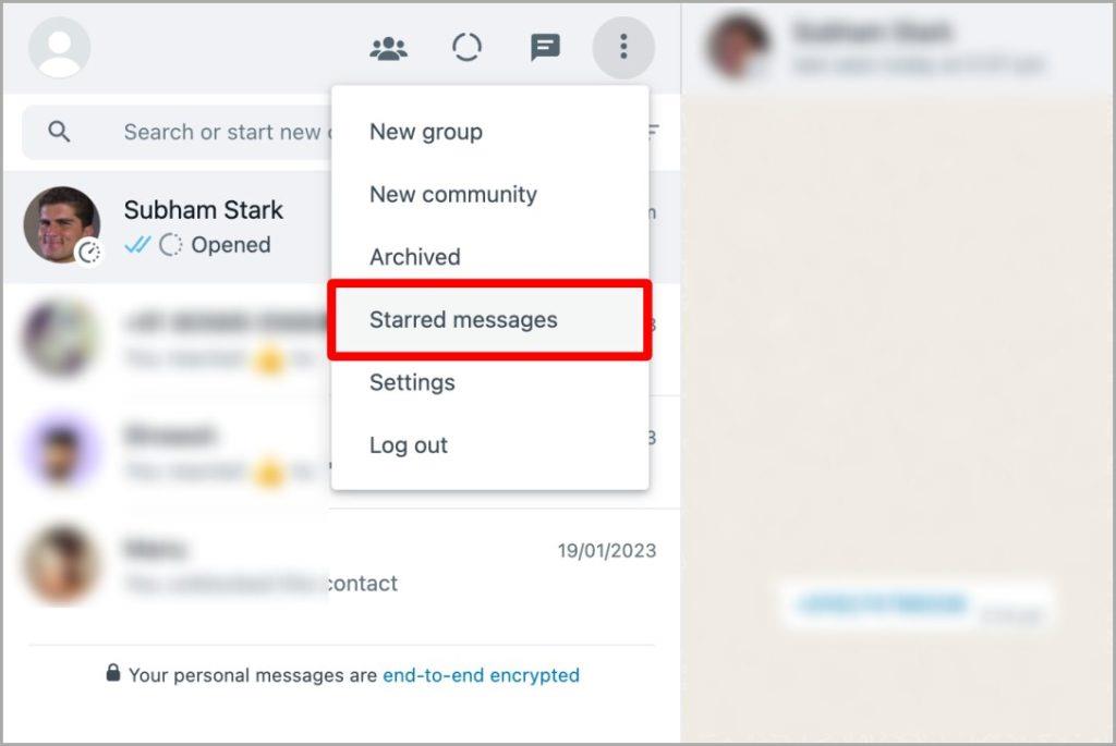 WhatsApp Web およびモバイル上のスター付きメッセージはどこにありますか