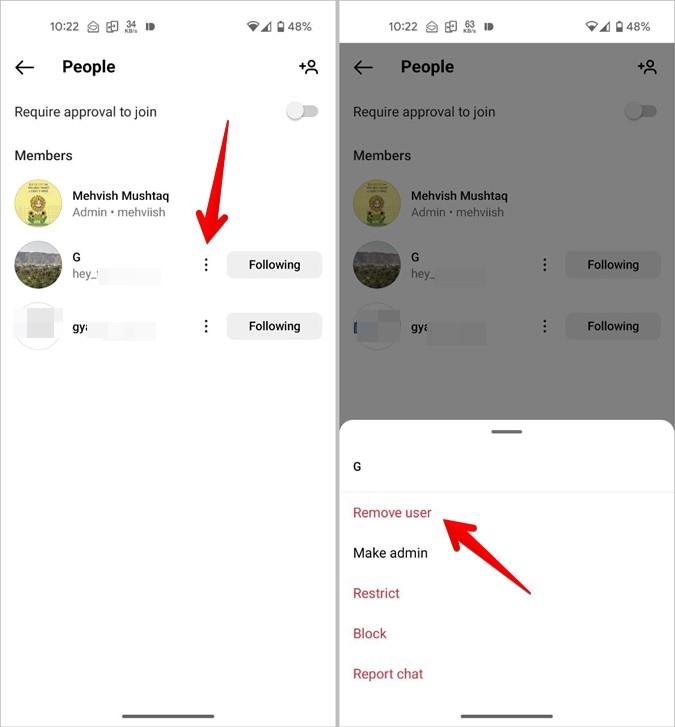 Instagram グループチャットから誰かを退出、削除、または削除する方法