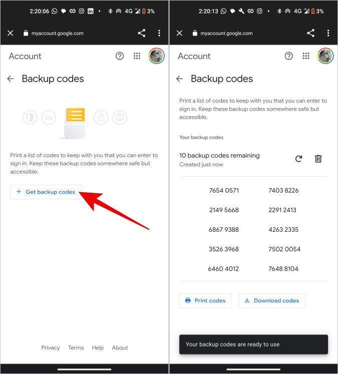 Googleからバックアップコードを生成する方法