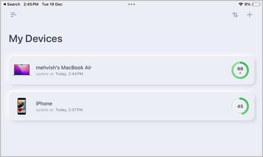 MacBookとiPadでiPhoneのバッテリーを確認する方法